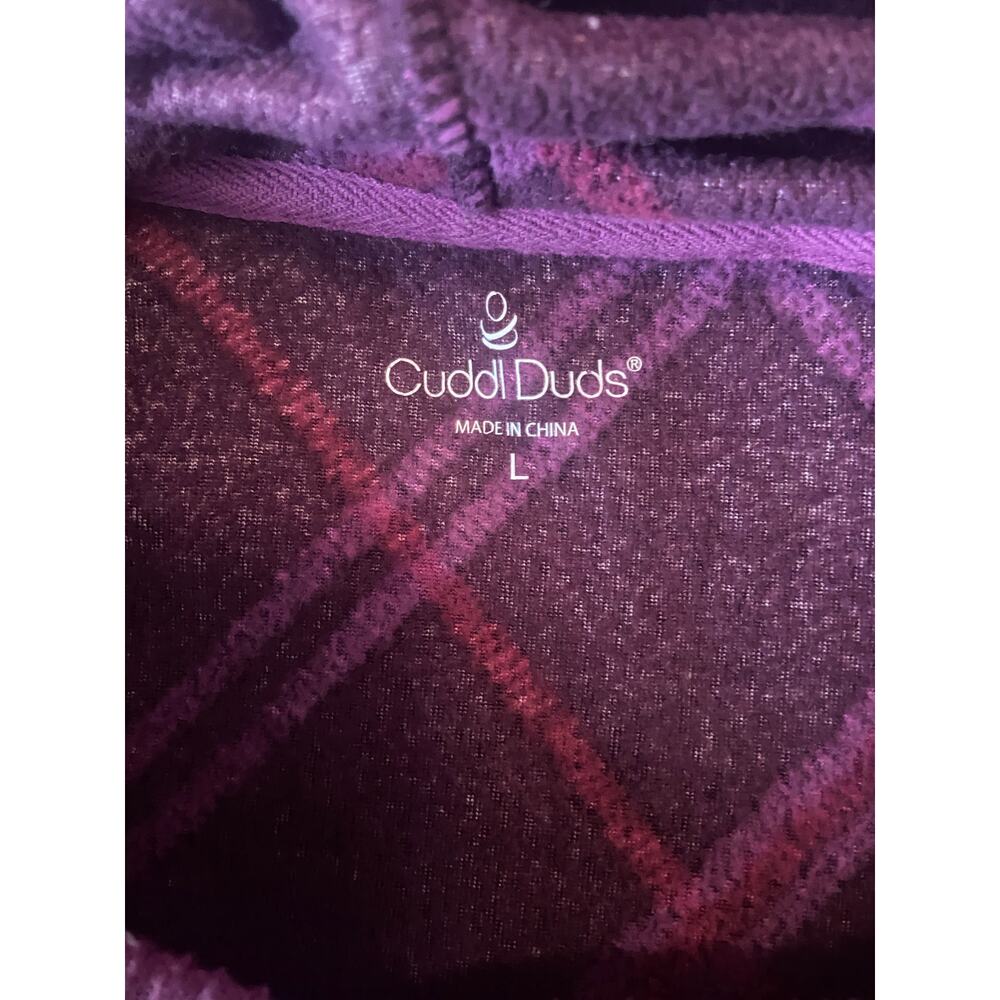 CuddleDuds Purple Paid Fleecewear Hooded Lounger - Picture 2 of 8